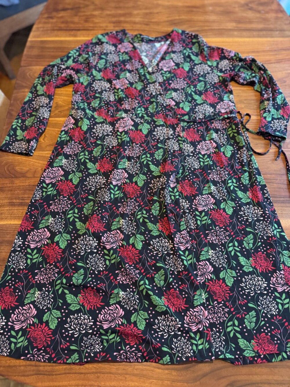 Gudrun Sjoden Cotton Modal Jersey Knit Wrap Dress Floral Drapey EUC Sz XL - Picture 4 of 11